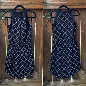 White House Black Market Windowpane Blouson Dress